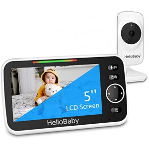 Hello Baby Monitor, Baby Monitor with Camera and Audio, 5” Large Display Video Baby Monitor | Bright Night Vision / 2-Way Talk | Temperature | 8 Lullabies and 1000ft Range