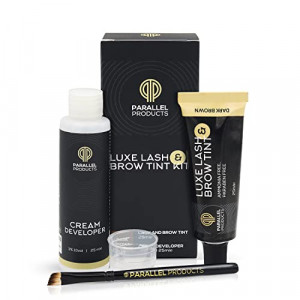 Parallel Products - Luxe Color Kit - 25mL Cream Hair Color & 25mL Cream Developer w/ Mixing Dish and Application Brush (Dark Brown)