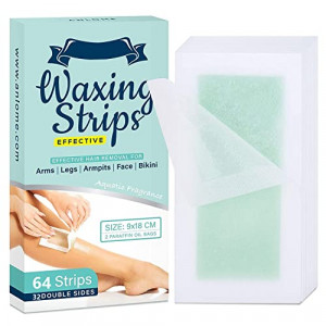 Body Wax Strips 64 Counts Large Size for Face Legs Underarms Brazilian Bikini Women, 7.1 * 3.5 Inches, Wax Hair Removal Strips with Natural Formula