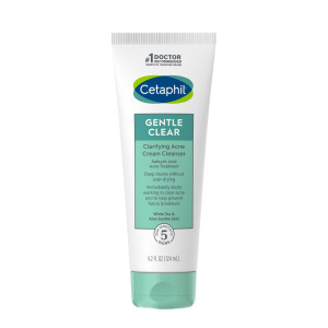 Cetaphil Gentle Clear Clarifying Acne Cream Cleanser with 2% Salicylic Acid, Deep Cleans & Treats Acne Prone Skin, Skin Care for Sensitive Skin, 4.2 oz