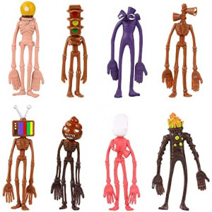 Exclusive Siren Head Toys Set (8 PCS) – Amazing Head Horror Models for Kids – 2021 Monster Siren Action Figure - Sculpture Shy Guy Doll – Foundation SCP Toys Gift – Light Head Siren Toy