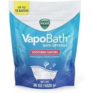 Vicks VapoBath, Bath Crystals, Bath Bomb, Non-Medicated Bath Salts, Soothing Vicks Vapors Steam Aromatherapy with Eucalyptus and Menthol, Contains Essential Oils, 36 OZ