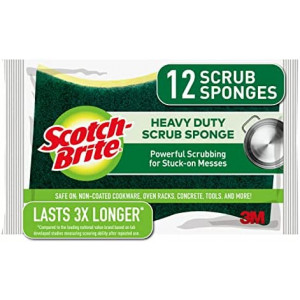 Scotch-Brite Heavy Duty Scrub Sponges, For Washing Dishes and Cleaning Kitchen, 12 Scrub Sponges