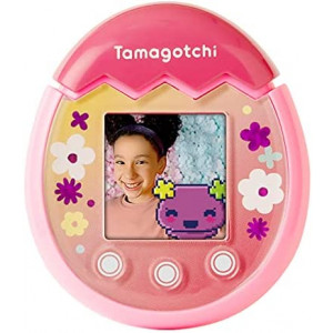 Tamagotchi 42901 Bandai Pix-The Next Generation of Virtual Reality Pet with Camera, Games and Collectable Characters-Floral, Pink