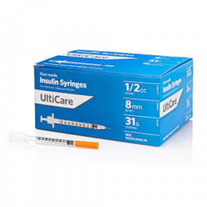 UltiCare Insulin Syringes 1/2 mL - 31G x 8mm (5/16") 100 Count Box