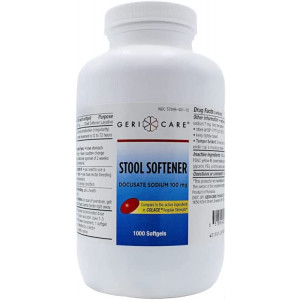 GeriCare Docusate Sodium Stool Softener, 100mg Softgels (Bottle of 1,000)