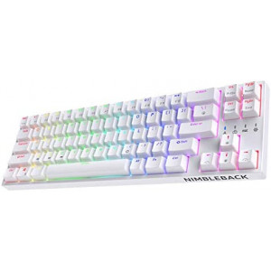LTC NB681 Nimbleback Wired 65% Mechanical Keyboard, RGB Backlit Ultra-Compact 68 Keys Gaming Keyboard with Hot-Swappable Switch and Stand-Alone Arrow/Control Keys (Hot Swappable Red Switch, White)