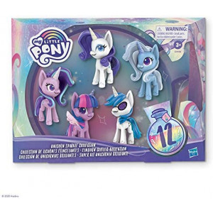 My Little Pony Unicorn Sparkle Collection Set of 5 Toy Pony 3-inch Figures with Glittery Unicorn Horns and 12 Surprise Accessories