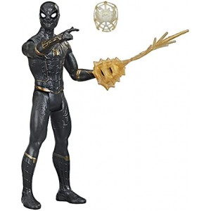 Spider-Man Marvel 6-Inch Mystery Web Gear Black and Gold Suit Action Figure, Includes Mystery Web Gear Armor Accessory and Character Accessory, Ages 4 and Up