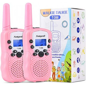 Funkprofi Walkie Talkies for Kids, 3 KMs Long Range 22 Channels Two Way Radios for Boys and Girls, Walky Talky for Age 3-12 Years Old Kids, Outside Play Toys for Hiking Camping (Pink+White)