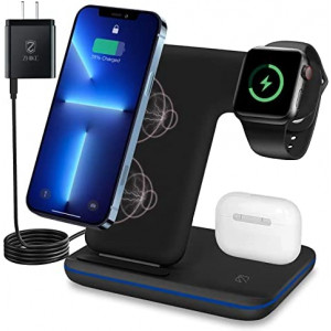 Wireless Charger,ZHIKE 3 in 1 Fast Charging Station Compatible with Apple Watch 7/SE/6/5/4/3/2,AirPods 3/Pro/2/1,Charging Stand for iPhone 13/Pro/Pro Max/12/11/X/Xs Max/8/8 Plus and Samsung Phones