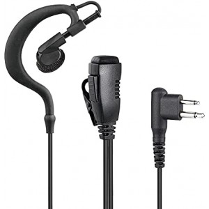 Walkie Talkie Earpiece Compatible with Motorola Single Wire Headphone Mic Earhook Headsets 2.5mm+3.5mm 2-Pin Two Way Radio Earpiece with PTT