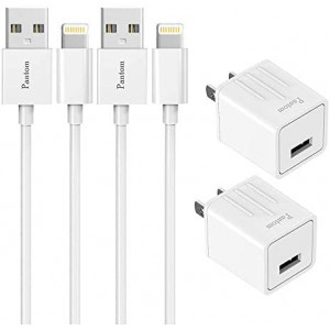 iPhone Chargers Pantom 2-Pack Wall Charger Adapter Plugs with 2-Pack 5-Feet Cables Charge Sync Compatible with iPhone Xr/Xs/Xs Max/8/8 Plus/7/7 Plus/6s/6s Plus/5se/5c/5 and iPads (White)