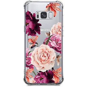 Galaxy S8 Plus Case for Girls Women Clear with Flowers Design Shockproof Protective Case for Samsung Galaxy S8 Plus 6.2 Inch Cute Floral Pattern Print Flexible Soft Slim Fit Rubber Cell Phone Cover