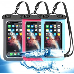3 Pack Blue Pink Black Universal Waterproof Phone Pouch,Large Phone Waterproof Case Dry Bag IPX8 Outdoor Sports for iPhone 13 12 11 Pro Max XS Max XR X 8 7 SE, Samsung S21 S20 S10,Note,Up to 6.7"