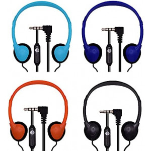 OSSZIT Classroom Headphones with Microphone for Kids Bulk 10 Pack, Wholesale Over Ear Student Headphones with Mic for Schools, Libraries, Computer Lab, Testing Centers, Museums, Hotels Multi Colored