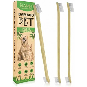 Dog Toothbrush Pets Bamboo Tooth Brush Double-Sided Small & Large Head Toothbrushes for Dogs Cats Dog Teeth Cleaning Kit Eco-Friendly Teeth Cleaning Tool