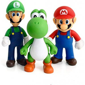 baikangsheng Super Mario Toys, Mario Bros Luigi, Mario, Yoshi Action Figures Toy Birthday Gifts Head , Hand rotated 360°