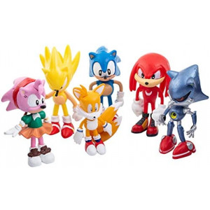 Sonic the Hedgehog Action Figures Cake Toppers, Cake Toppers, Decorations or toys for kids, for Birthday Party Supplies Set,Sonic Figurines Collection Play set of 6pcs