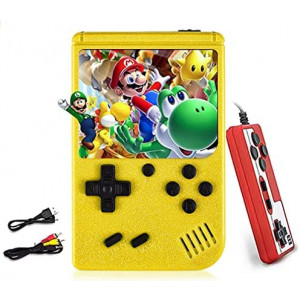 Handheld Games for Kids Adults, Portable Retro Video Game Console with 500 Classic FC Games 3 Inch Color Screen, Retro Mini Game, Support TV Connection & Two Players (Yellow)