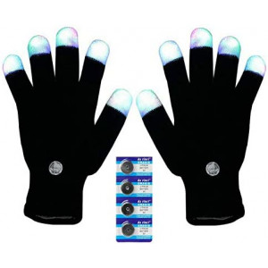 Bojetal LED Gloves Finger Light Up Glow Rave Glove Flashing Christmas Xmas Gift Halloween Costume Party Favors-Extra Battries Bonus (Little Finger)