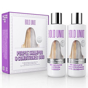 Purple Shampoo & Conditioner For Blonde Hair Duo Set. Removes Brassy Yellow Tones. For Blonde, Platinum, Ash, Silver & Grays. Moisturizes Dry & Damaged Hair. Paraben & Sulfate Free, Cruelty Free & Vegan