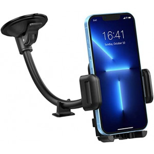 Car Phone Holder Mount, Long Gooseneck Windshield Phone Holder with Anti-Shake Stabilizer, Washable Strong Suction Cup Car Mount Compatible iPhone 13 12 11 Pro Max/XS/XR/X/8/7,Galaxy and More