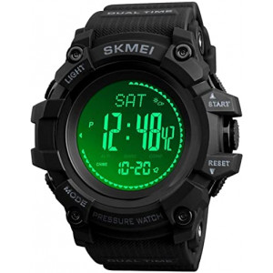 Mens Outdoor Sports Army Watches Pedometer Calories Digital Watch Altimeter Barometer Compass Thermometer Weather Men Watch (Black)