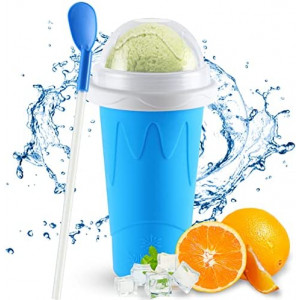 Tgosomt® Slushie Cup Maker Squeeze, DIY Quick Frozen Magic Cup Slushy With Lids And Straws For Kids & Adults (Blue New)