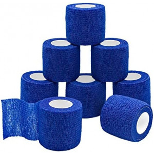 GooGou Self Adherent Wrap Bandages Self Adhering Cohesive Tape Elastic Athletic Sports Tape for Sports Sprain Swelling and Soreness on Wrist and Ankle 8PCS 2 in X 14.7 ft (Blue)