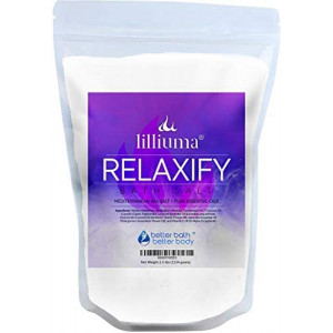 Relaxify Bath Soak 40 Ounces Mediterranean Sea Salt with Lavender, Chamomile, and Geranium Essential Oils, Relax Bath with Natural Ingredients