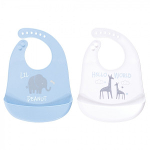 Luvable Friends Baby Silicone Bibs 2pk, Little Peanut, One Size