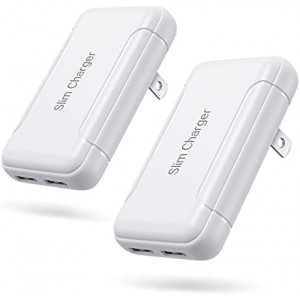 USB Wall Charger, Foldable Charger Adapter, Pofesun 2-Pack Dual Port Foldable Fast Charger Block Power Adapter Compatible for iPhone 11/ Pro/MAX/X/XS/XR/XS Max/8/7/6/Plus,Pad,Samsung Galaxy-White