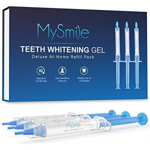 MySmile Teeth Whitening Gel Pen Refill Pack, 3 Non-Sensitive Teeth Whitening Pen, Deluxe Teeth Whitener Dental Grade Tooth Whitening Gel with Carbamide Peroxide for Home, Travel, 10 min Fast Result