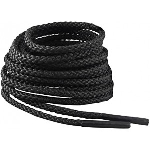 IRONLACE Unbreakable Round Bootlaces - Indestructible, Waterproof & Fire Resistant Boot & Shoe Laces, 1500-Pound Breaking Strength/Pair, Black, 84-Inch, 3.2mm Diameter, 1-Pair