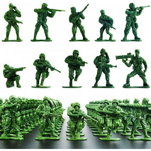 Wankko 2-Inch Plastic Army Men Action Figures, 10 Unique Sculpts, Pack of 100 (Green)