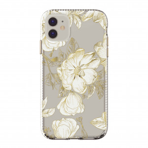 onn. White Metallic Floral Phone Case for iPhone 11/XR