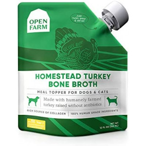 Open Farm Bone Broth, Food Topper for Both Dogs and Cats with Responsibly Sourced Meat and Superfoods Without Artificial Flavors or Preservatives, 12oz