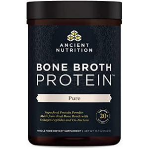 Protein Powder Made from Real Bone Broth by Ancient Nutrition, Unflavored, 20g Protein Per Serving, 20 Serving Tub, Gluten Free Hydrolyzed Collagen Peptides Supplement