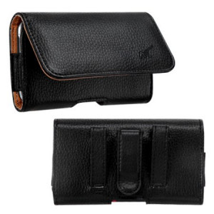 MUNDAZE Black Brown Leather Belt Clip Pouch Carrying Case for Apple iPhone 8 PLUS