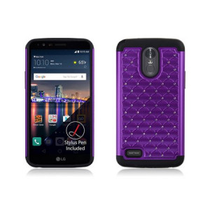 Purple Diamond Double Layered Case For LG Stylo 3 / Stylo Plus Phone