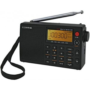 C Crane CC Skywave AM, FM, Shortwave, Weather and Airband Portable Travel Radio with Clock and Alarm