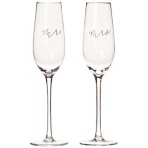 Pearhead Mr. & Mrs. Champagne Flute Set, Wedding Toasting Glasses, Wedding Champagne Glasses, His and Hers Wedding Day Glasses, Wedding or Bridal Shower Gift Idea