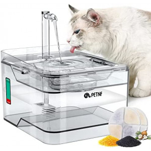 PETNF Cat Water Fountain,2021 Upgraded Pet Water Fountain 101oz/3L Dog Cat Water Dispenser, Smart Pump with LED Light,Ultra Quiet Automatic Cat Drinking Fountains with 2 Filters,3 Water Flow Settings