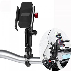 Motorcycle Phone Holder 360°Rotation U-Bolt Base Aluminum Alloy Material /Material Sturdy Motorcycle Bike Handlebar Phone Mount (2821)