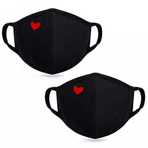 Fashion Cute Heart Face Mask - Unisex Organic Cotton Dustproof Mouth Protection - Reusable Warm Windproof for Outdoor Activities