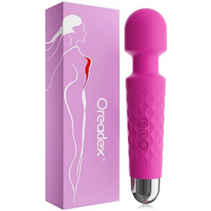 Rechargeable Personal Wand Massager -Quiet & Waterproof- 20 Patterns & 5 Speeds - with Memory - Constant Output - Powerful & Cordless - Perfect for Back, Muscle, Neck, Pain Relief - Rose Red