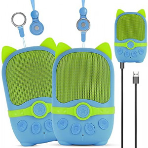 RKITOY Walkie Talkies for Kids Rechargeable 2 Pack, Toys for 3 4 5 6-12 Year Old Boys Girls, Toy with Wireless Bluetooth & TF Card Gifts for 5 6 7-12 Year Old Boy and Girl to Outdoor,Camping,Hiking