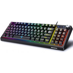 BENGOO Gaming Keyboard, RGB LED Rainbow Backlit Small Wired Keyboard with 89 Keys and Multimedia Shortcus,Mechanical Feeling Keyboard with 25 Anti-ghosting Keys for Computer Gamer PC Mac