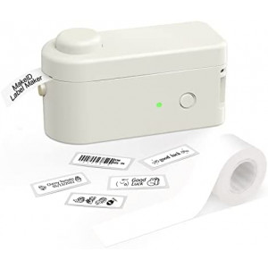 MakeID Label Maker Machine with Tape for Storage with 3/5 inch or 16mm Tape Bluetooth USB Rechargeable for Android iOS Label Printer Cute Fonts Emoji Stickers Fast and Easy, Beige